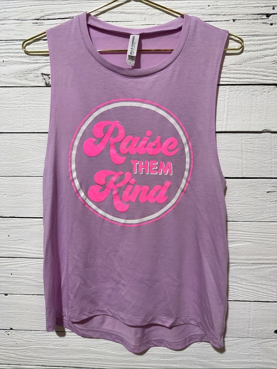 Bella Canvas Tops - Bella Canvas Lavender Muscle Tank with Hot Pink 'Raise Them Kind' Graphic